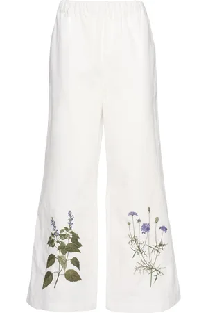 Max Mara Volante Embroidered Wide Cropped Pants