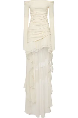 BLUMARINE Off-the-shoulder Organza Dress W/ruffles