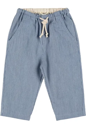Babe & Tess Striped Cotton Denim Pants