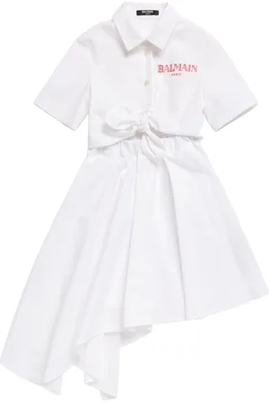Balmain Logo Cotton Poplin Shirt Dress