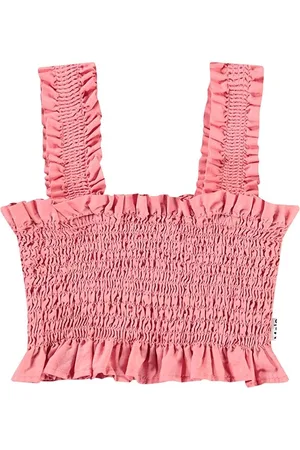 Molo Smocked Cotton Poplin Crop Top