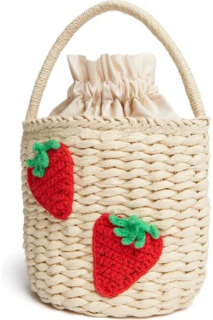 Stella McCartney Strawberry Raffia Bucket Bag