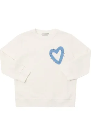 Stella McCartney Heart Print Cotton Crewneck Sweatshirt