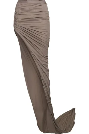 Rick Owens Edfu Draped Cotton Long Skirt