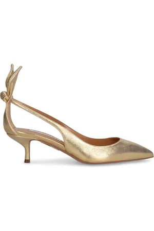 Aquazzura 50mm Bow Tie Metallic Leather Pumps