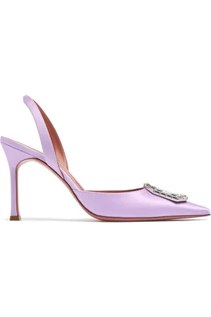 Amina Muaddi 90mm Camelia Satin Heels