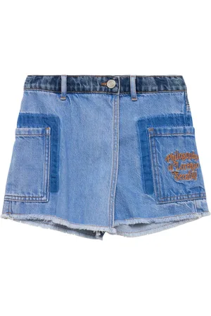 Philosophy Cotton Denim Wrap Shorts