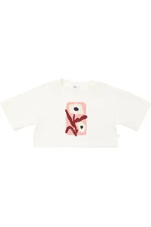 Il gufo Printed Cotton Jersey Cropped T-shirt