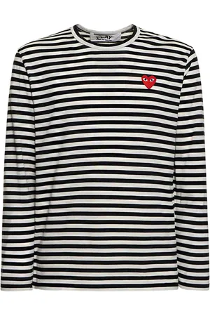 Comme des Garçons Red Emblem Patch Striped Cotton T-shirt