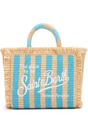 MC2 SAINT BARTH Logo Embroidery Straw Tote Bag