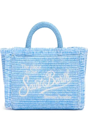 MC2 SAINT BARTH Logo Embroidery Straw Tote Bag