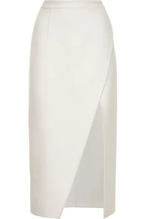 Michael Kors Wool Blend Asymmetric Slit Midi Skirt