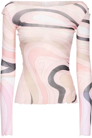 Puccini Printed Tulle Long Sleeved Top