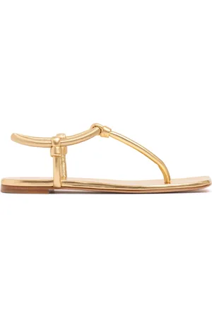 Gianvito Rossi 5mm Metallic Leather Flat Thong Sandals