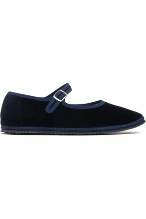 VIBI VENEZIA 10mm Mary Jane Blu Velvet Slippers