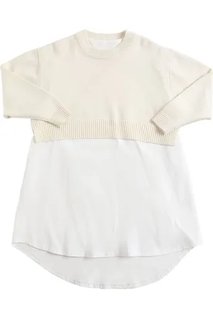 Maison Margiela Cotton Jersey & Wool Blend Knit Dress