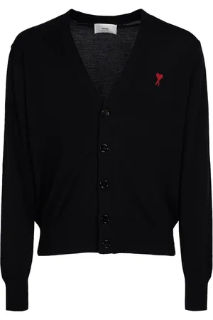 Ami Logo Wool Tricot Cardigan