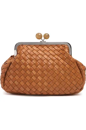 Max Mara Pancia Woven Leather Clutch