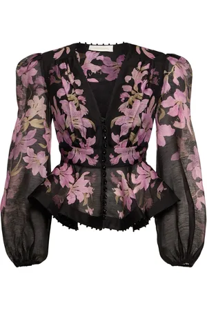 ZIMMERMANN Dawning Beaded Linen V-neck Shirt