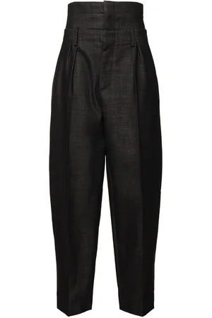 Victoria Beckham Double Waistband Wool Wide Leg Pants