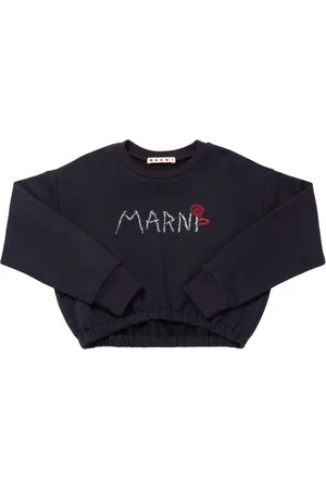Marni Embroidered Cotton Cropped Sweatshirt