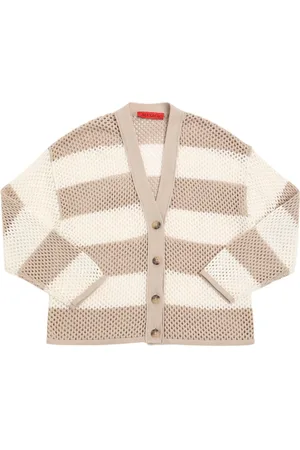 Max&Co. Striped Cotton Crochet Cardigan