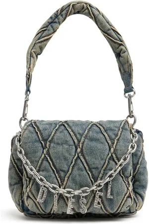 Diesel Logo Charm Denim Shoulder Bag