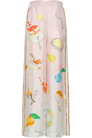 Casablanca Printed Silk Satin Wide Pants
