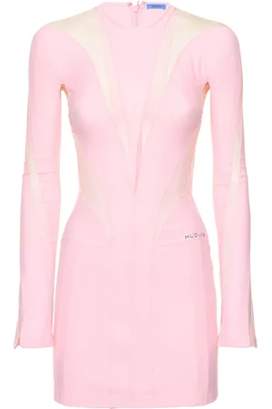 MUGLER Lvr Exclusive Jersey & Tulle Mini Dress