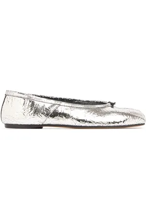 Maison Margiela 10mm Tabi Crackled Leather Ballerinas