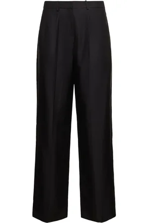 MAGDA BUTRYM Pleated Silk Straight Pants