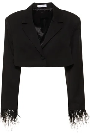 WeWoreWhat Cropped Blazer W/ Feathers