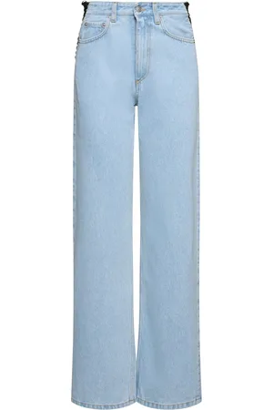 MUGLER Lace-up Detail Straight Jeans