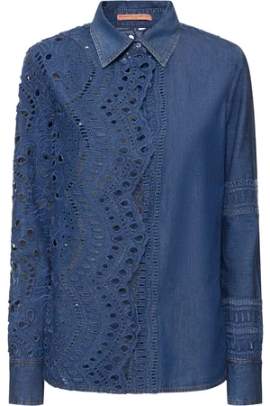 ERMANNO SCERVINO Sangallo Lace & Denim Shirt