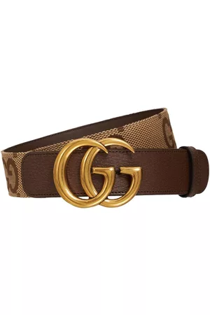 GUCCI 4cm Gg Canvas & Leather Belt