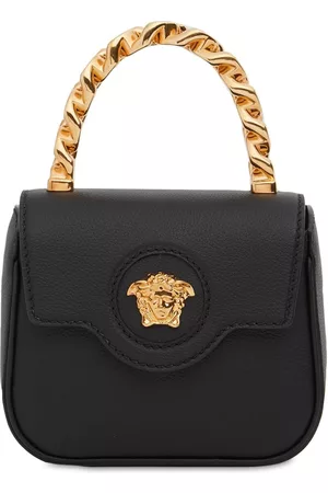 VERSACE: La Medusa bag in micro grain leather - Black