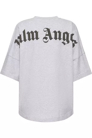 Palm Angels Striped Satin-jersey T-shirt in Black