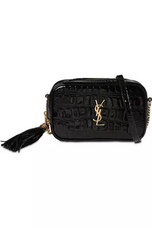 Saint Laurent Monogram Patent Mini Lou Camera Bag - Black