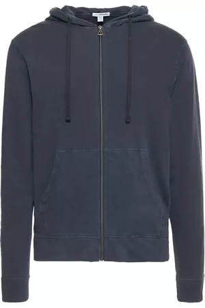 JAMES PERSE - Loopback Supima Cotton-Jersey Zip-Up Hoodie - Blue James Perse