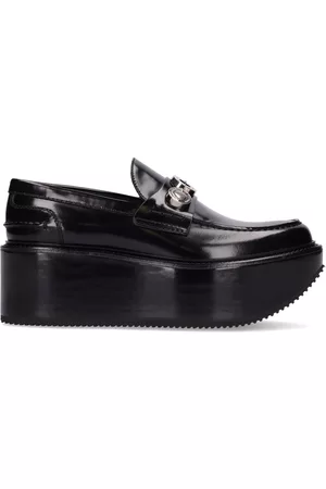 Burberry 70mm Broadbook Leather Wedge Loafers