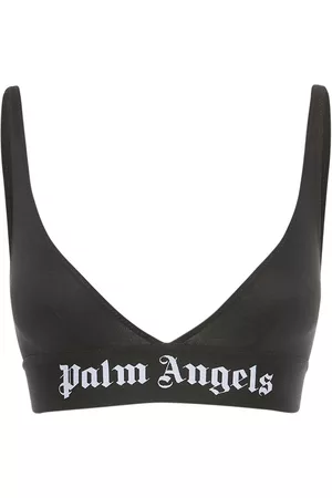 Lace Classic Logo Triangle Bra in black - Palm Angels® Official