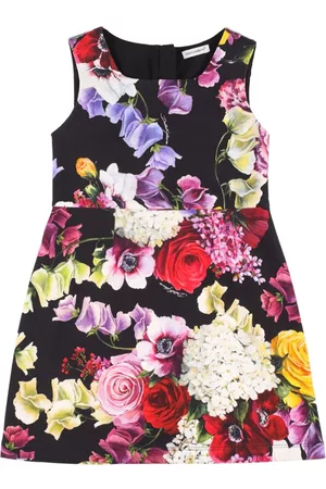 Dolce & Gabbana Girls Printed Dresses - Flower Printed Cady Midi Dress