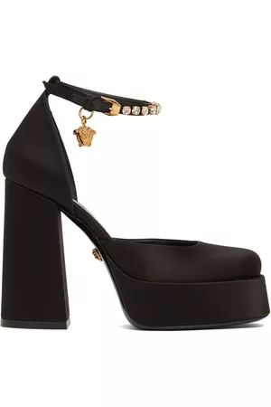 Lycia satin sandals in black - Versace