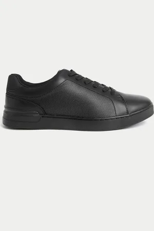 Mens black sales and white trainers