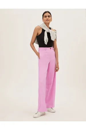 Synthetic Elastic Flared Long Pants for Women with Plain Colours.  Wholesaler Madrid Spain B2B
