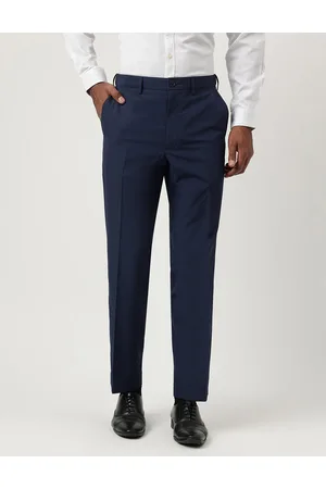 Marks & Spencer Women Navy Blue Straight Fit Solid Formal Trousers