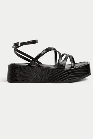 Platform black strappy online sandals