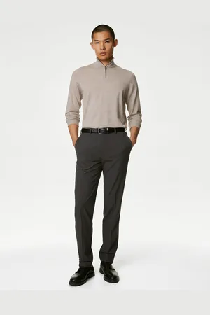 Marks & Spencer Men's Relaxed Fit Formal Trousers (3453K_Beige_34) :  Amazon.in: Fashion