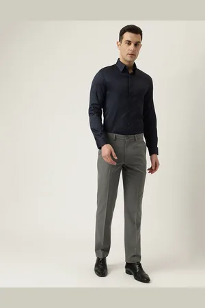 Buy Marks & Spencer Men Grey Solid Formal Pleated Trousers - Trousers for  Men 17290940 | Myntra