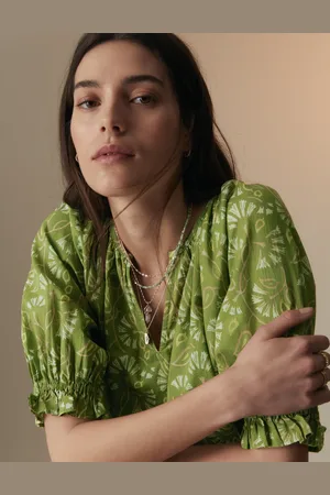 Marks & Spencer Pure Cotton Blouson Sleeve Relaxed Blouse